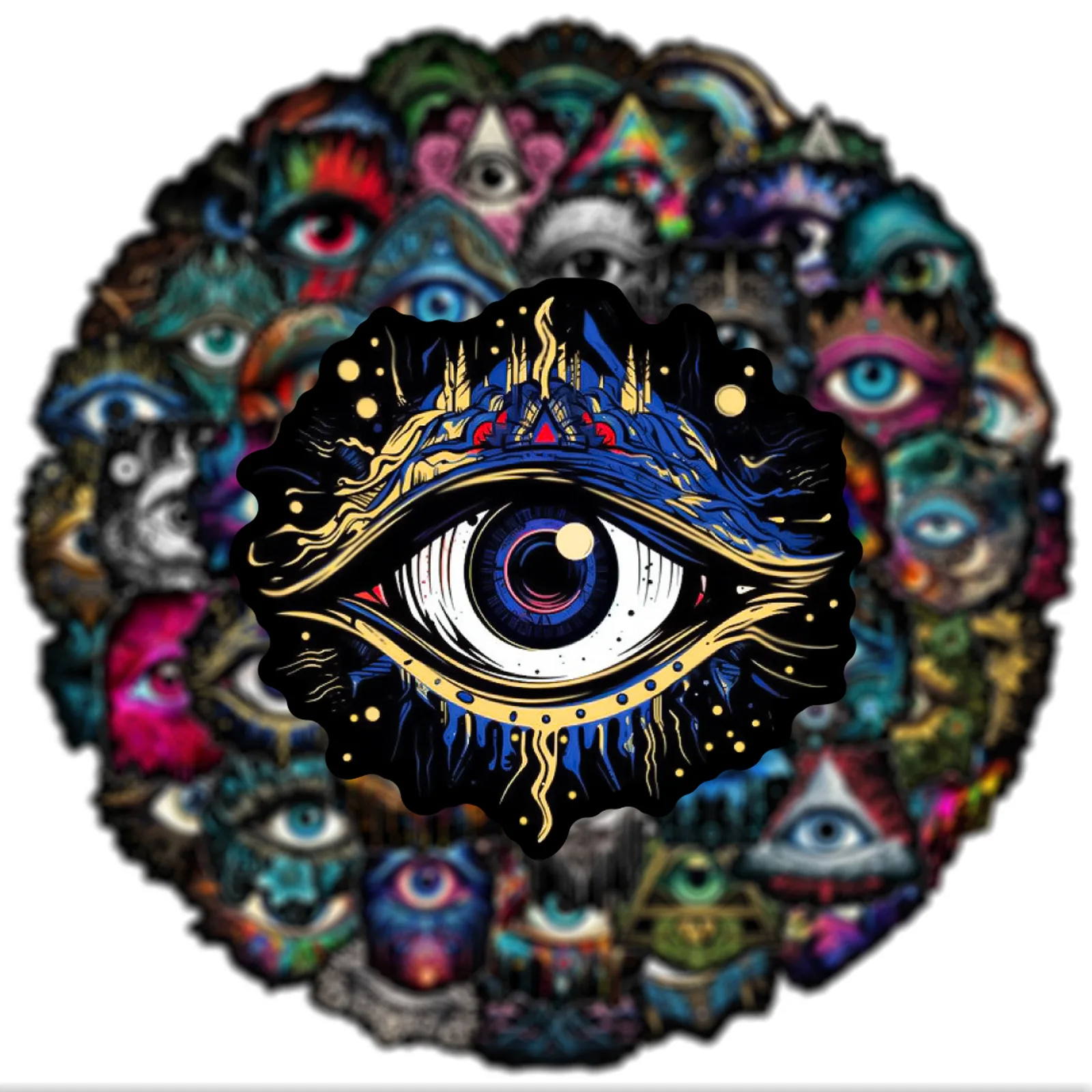 50Pcs Cool Black Background Eye Graffiti Stickers Waterproof Decals for Luggage Phone Case Skateboard Helmet DIY