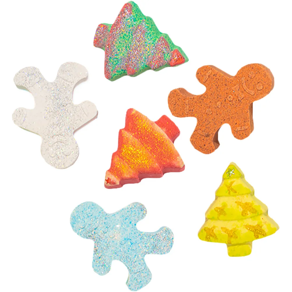 6Pcs Creative Gingerbread Man Bath Salt Bombs Rich Foaming Bathing Set for Holiday Tub Use Moisturizing Fragrance Travel