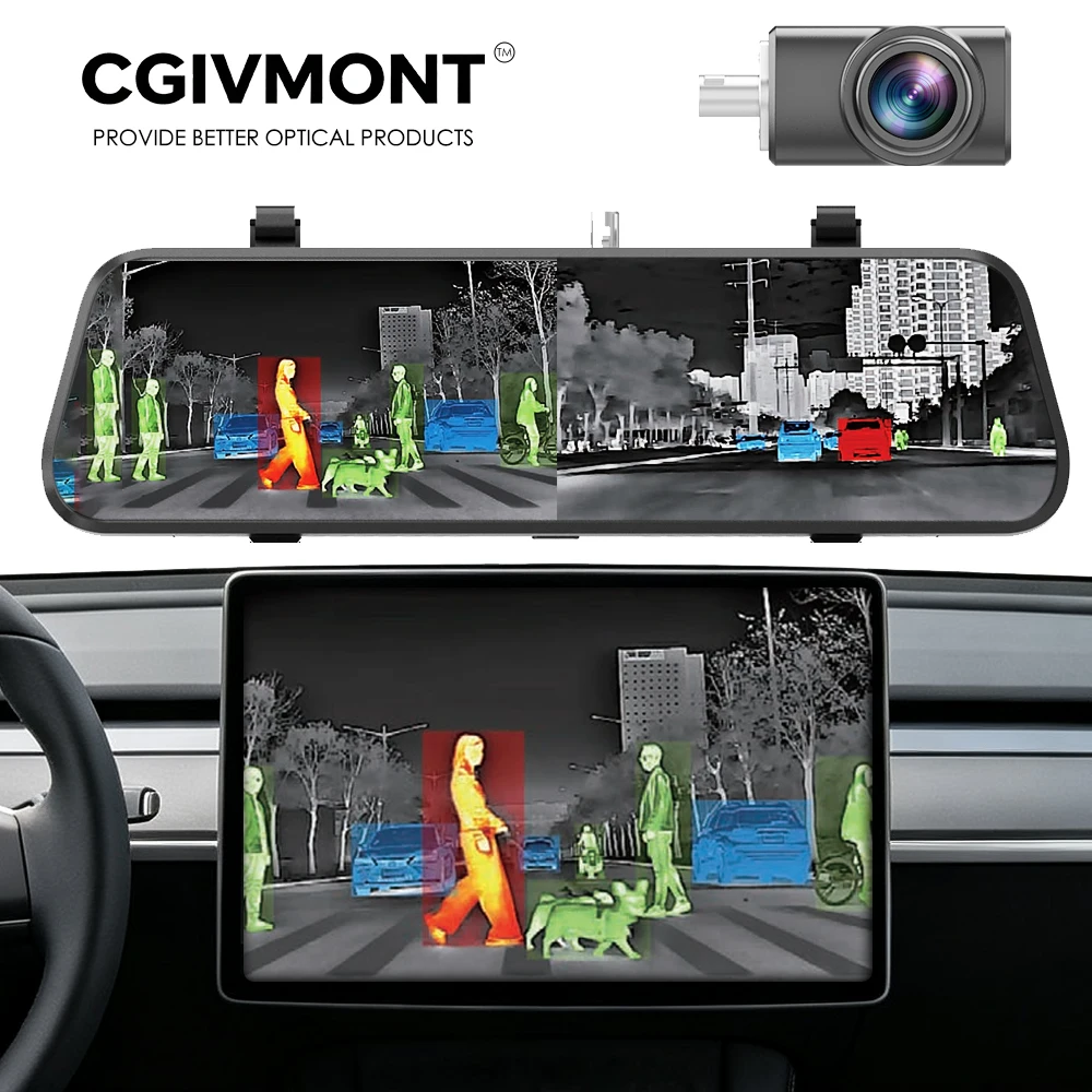 Caméra thermique pour voitures, imageur thermique automobile, système de vision nocturne avec vision longue portée de 1000 pieds, reconnaissance IA des personnes