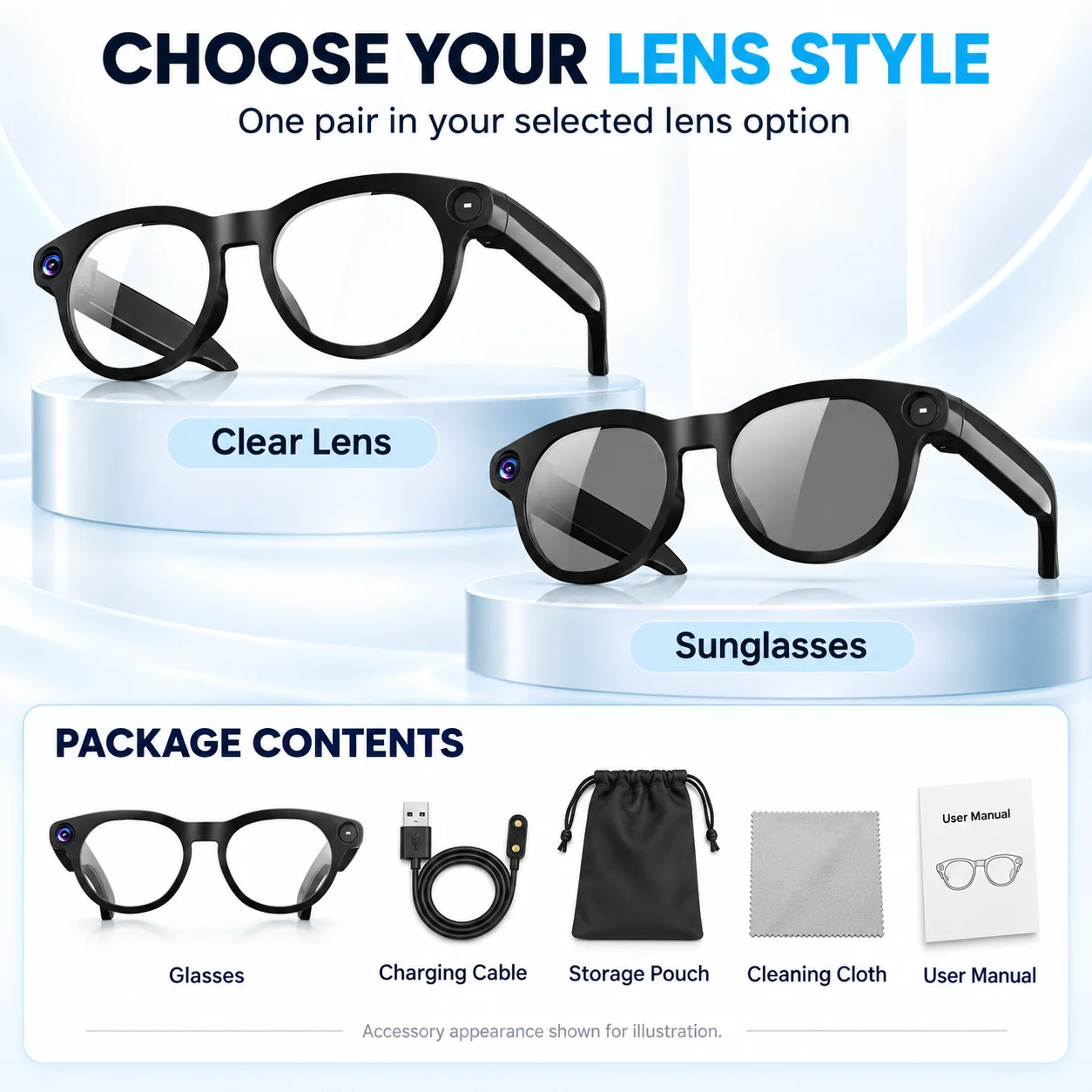 2026 New AI Camera Glasses 8MP 1080P Video Recording Real-Time Translation Bluetooth Call Sunglasses Men Women view 5