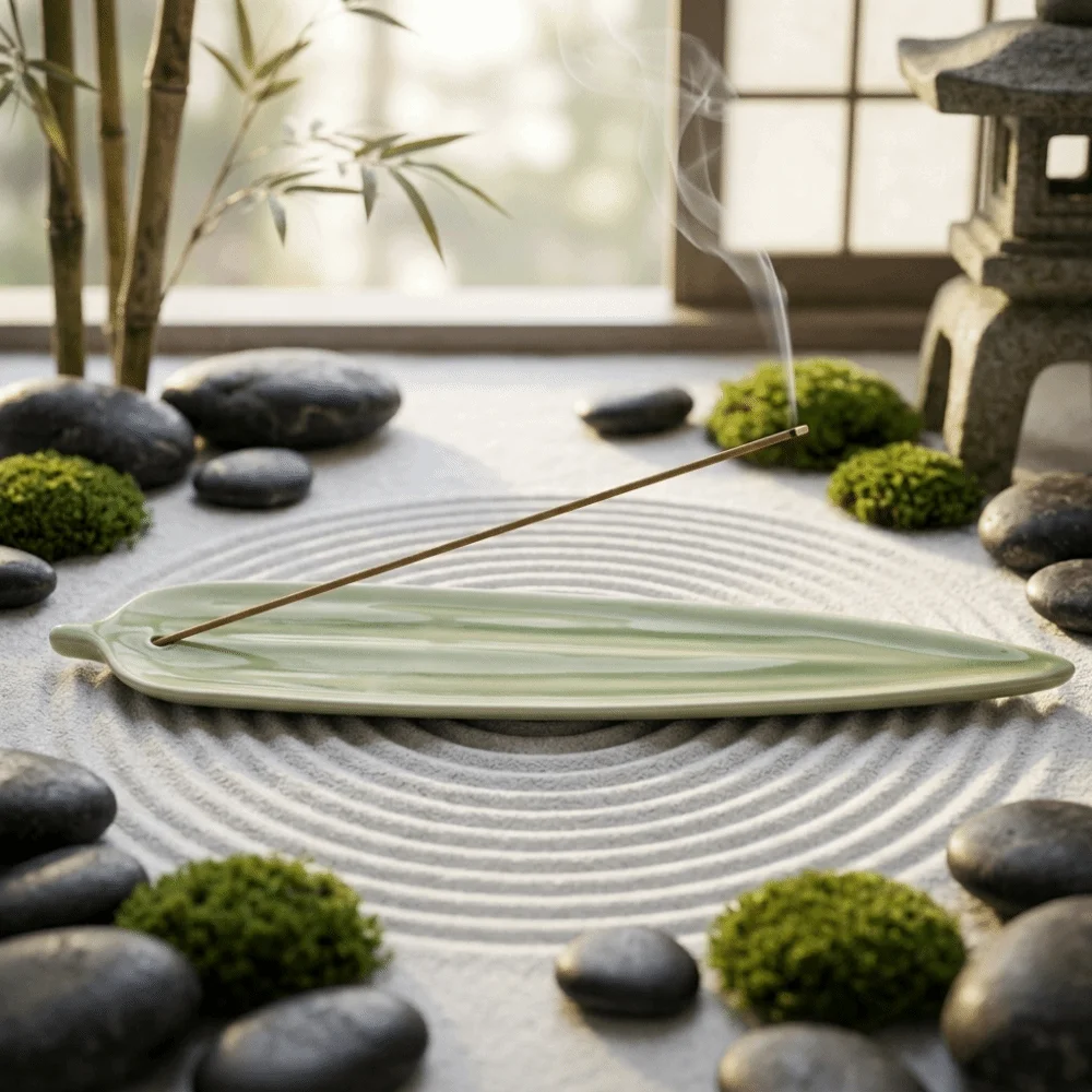 

Boat Shape Zongzi Leaf Incense Holder Ceramic Traditional Incense Stick Burner Zen Style Long Aromatherapy Ornament Bedroom
