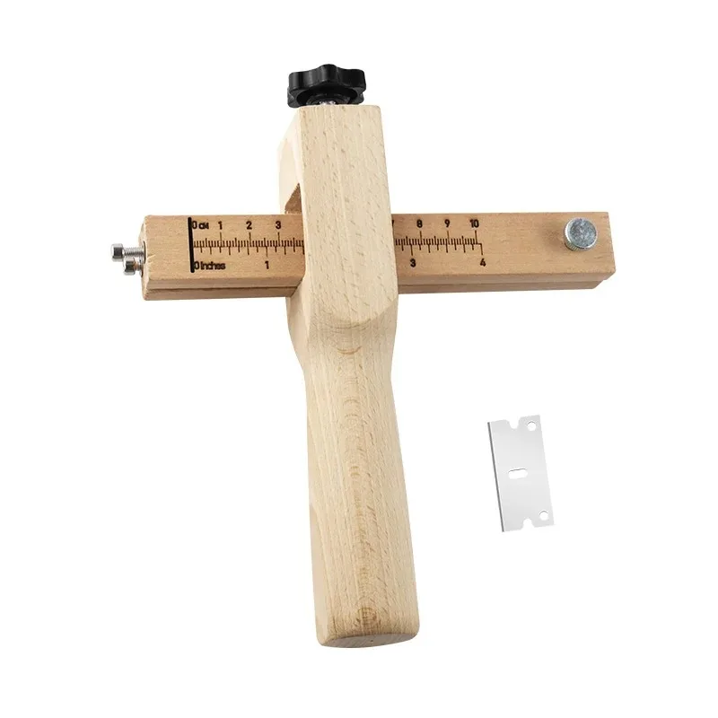 DIY Handcrafted Leather Belt Cutter/Blades Wooden Positioning Adjustable Width Cutter Tool for Leather Crafting
