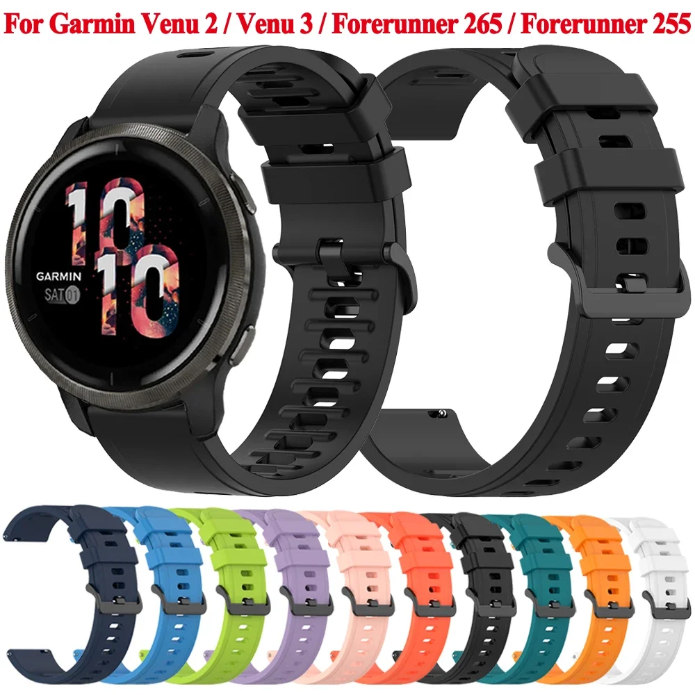 22mm Silicone Watch Strap For Garmin Venu 3 2 Replacement Wristband Vivoactive 4 Forerunner 265 255 Music Bracelet Accessories