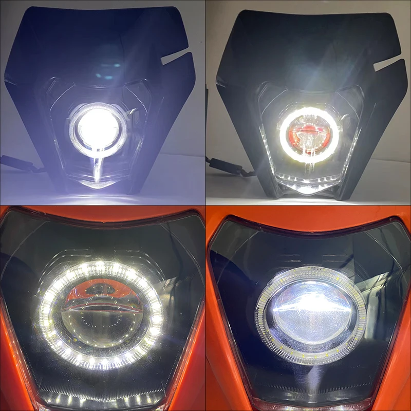 Rodada LED Wick cabeça farol para motocicletas, faróis, carenagem Supermoto, motocross, enduro, EXC, SXF, MX, Dirt Bike, 2019, novo