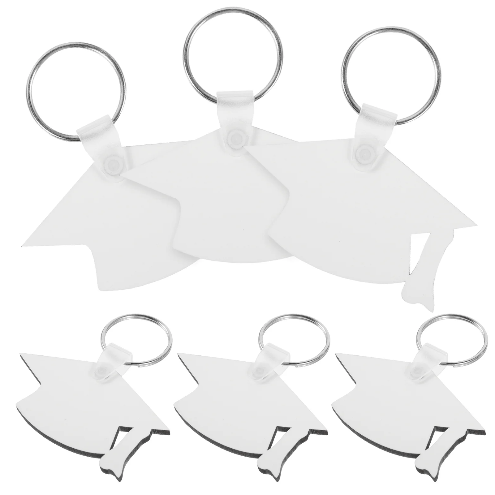 

6 Pcs Graduation Cap Keychain Sublimation Accessories Chains Heat Transfer Blank Hat Keyring Keychains Blanks