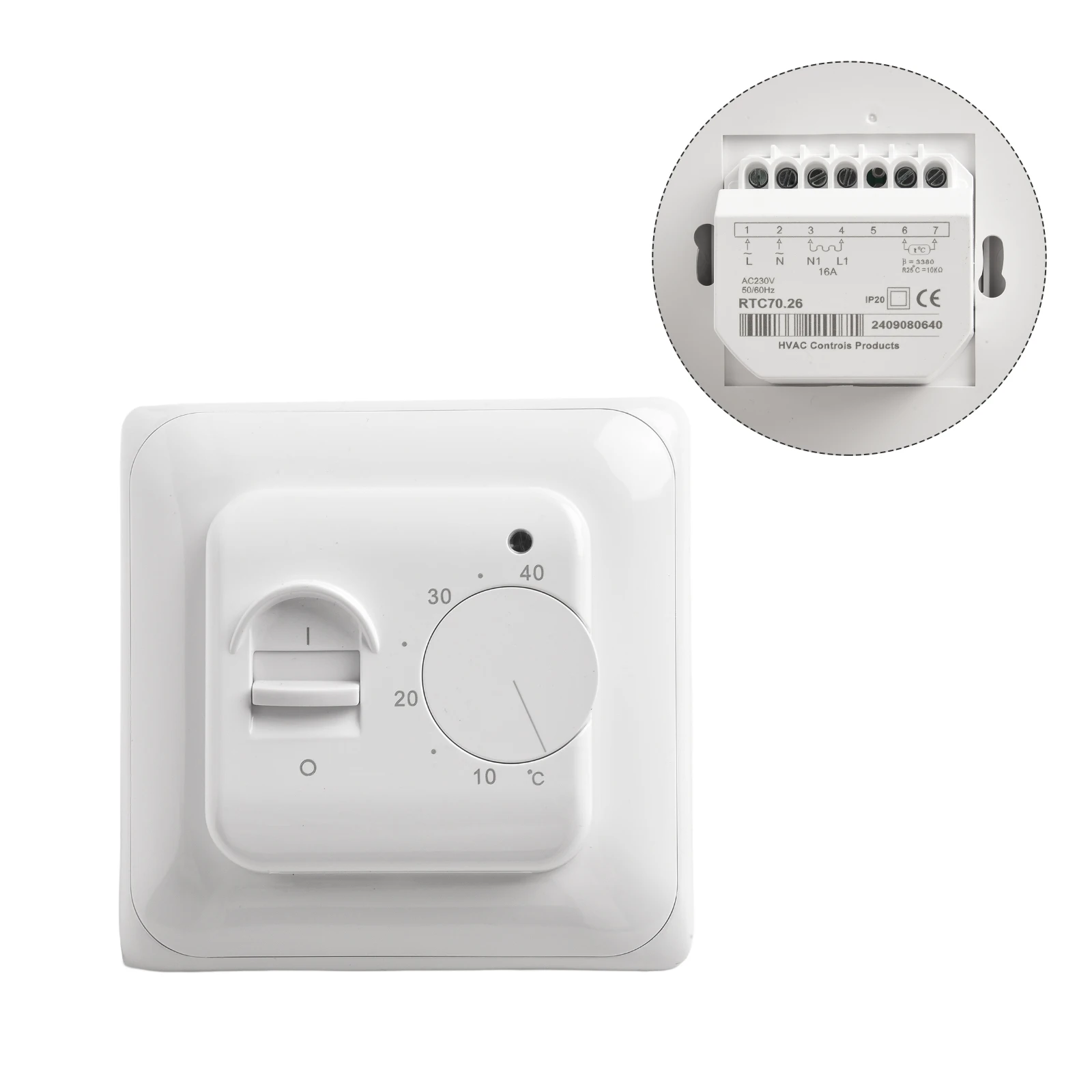 

Floor Heating Thermostat Mechanical Control 220 240VAC 16 Amp with External Sensor and Temperature Range 5 40 Degree Celsius