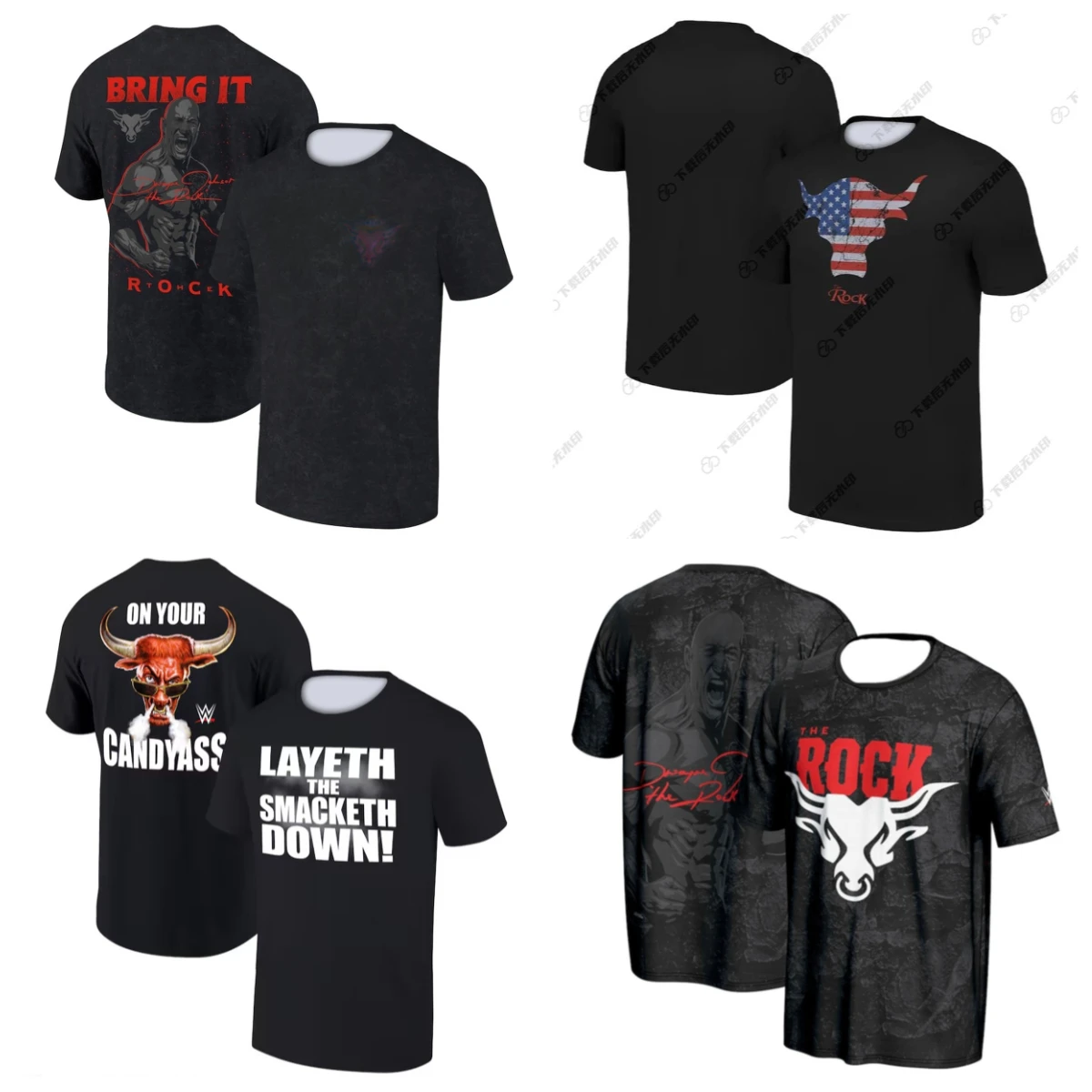 

2025 Summer Hot-selling New The Rock T-shirt Wrestling Retro Boxing Champion Gym Training Breathable Quick-drying T-shirt