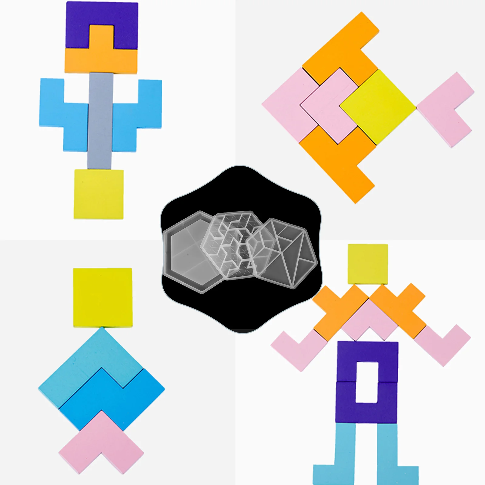 Moules en Silicone pour Puzzle hexagonal, 3 pièces, moule artisanal créatif, ornement mural fait à la main, moule antiadhésif pour moulage de résine époxy