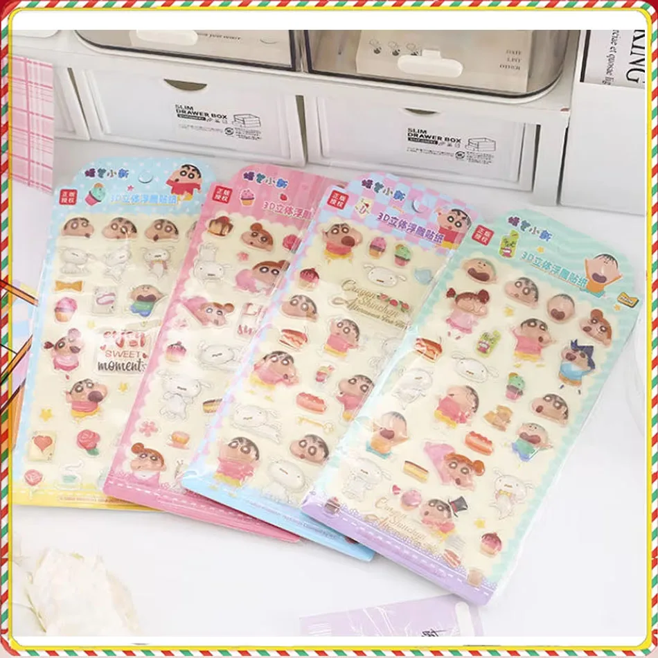 HOT Crayon Shin-chan Relief Stickers Leuke Cartoon 3D Hars Casting Decoratie Sticker Diy Telefoon Case Notebook Ornament Nieuwe Geschenken