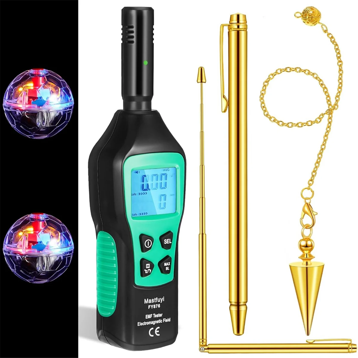 Mastfuyi Ghost Hunting Equipment Kit, 3-in-1 Emf Sensor Tester Detector, Divining Rod,for Indoor Outdoor Ghost Hunting