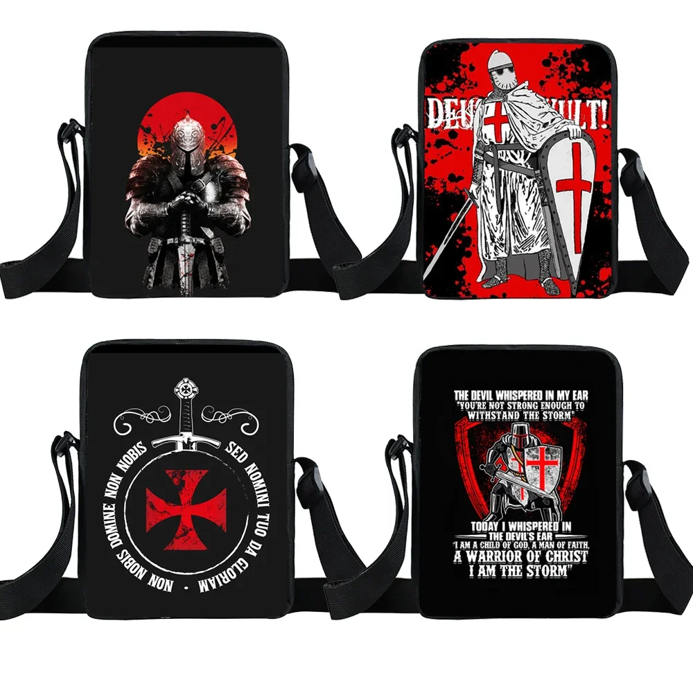 

Crusader Knights Templar Small Messenger Bag Distressed Cross Tote Travel Shoulder Bag Portable Fashion Small Square Bag