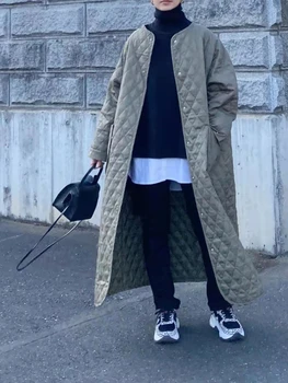 ผู้หญิงแจ็คเก็ตฤดูหนาว2022แฟชั่นสีทึบ Single-Breasted ยาวฝ้ายเบาะ Parkas เสื้อฝนสำหรับสตรี