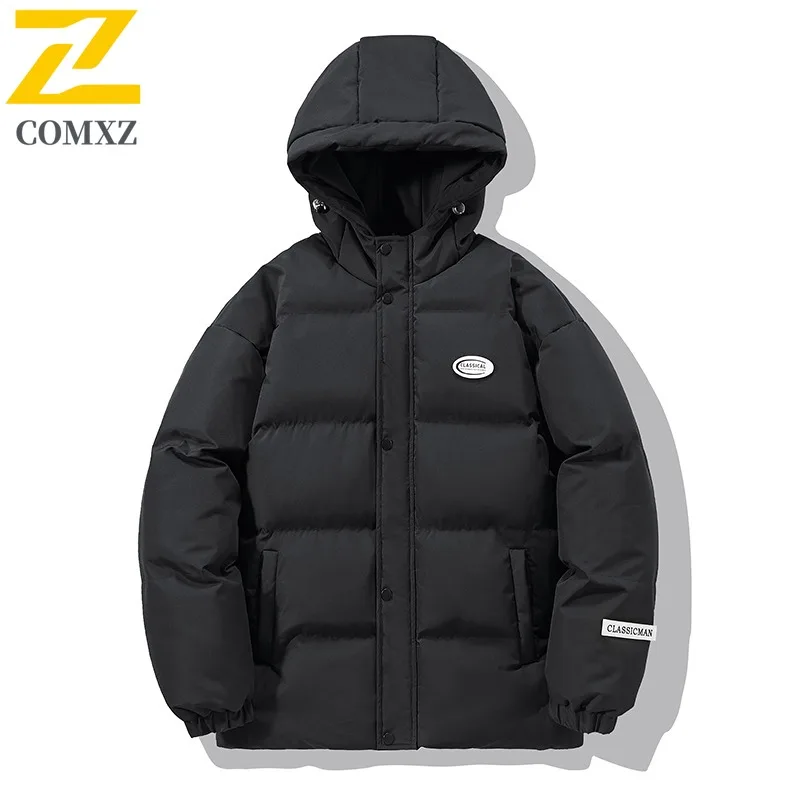 

COMXZ Outdoor Adventure Мужская хлопковая куртка премиум-класса Повседневное утолщенное теплое хлопковое пальто с капюшоном Уличный стиль Легкая зимняя парка