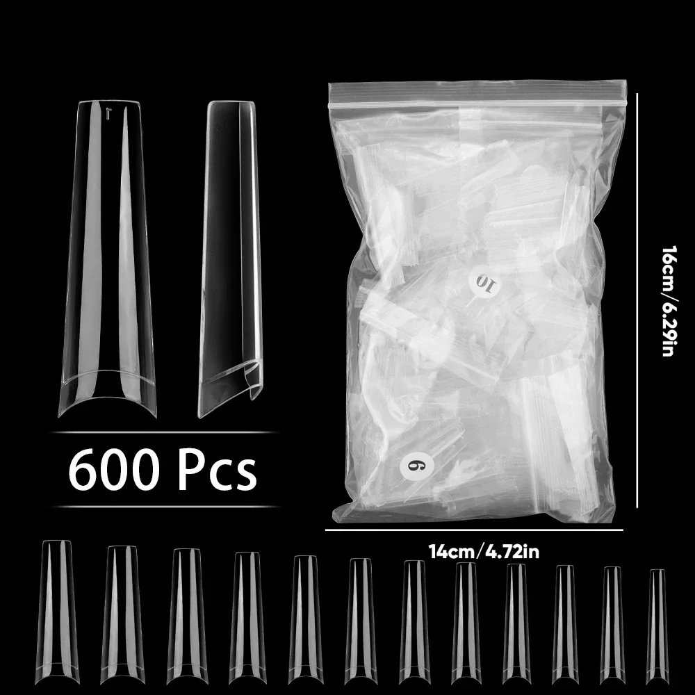 Fingerqueen Transparent Stiletto Fake Nail Tips Acrylic False Nail Tips Long Shape Half Cover Coffin Professional Nail Art