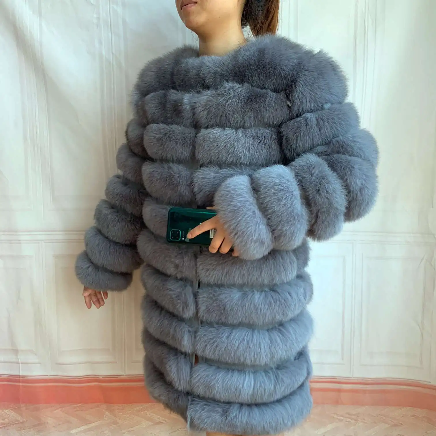 NEW 4in1 Real Fox Fur Long Coat Winter Coat for Women Jackets Vest Winter Outerwear Women Fox Fur Coat High Quality Fur Clothes