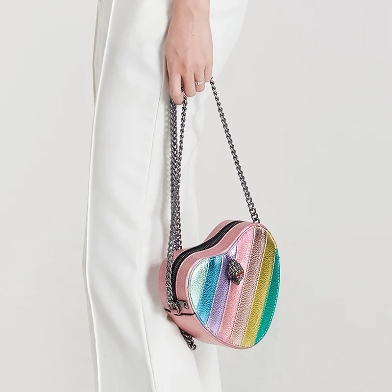 Kurt geiger umhängetasche neue kontrast regenbogen spleiß umhängetasche britische marke designer handtasche modetrend frauen tasche