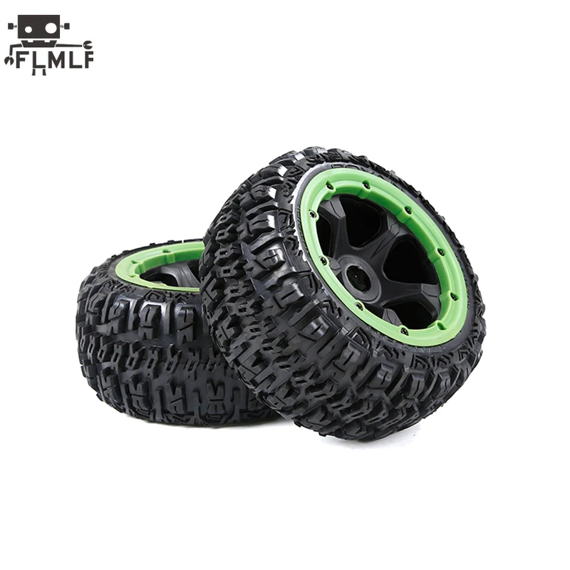 FLMLF Rc Car Front or Rear Wasteland Tire Assembly 2pc for 1/5 HPI ROFUN ROVAN Kingmotor GTB BAJA 5B Buggy Truck Parts