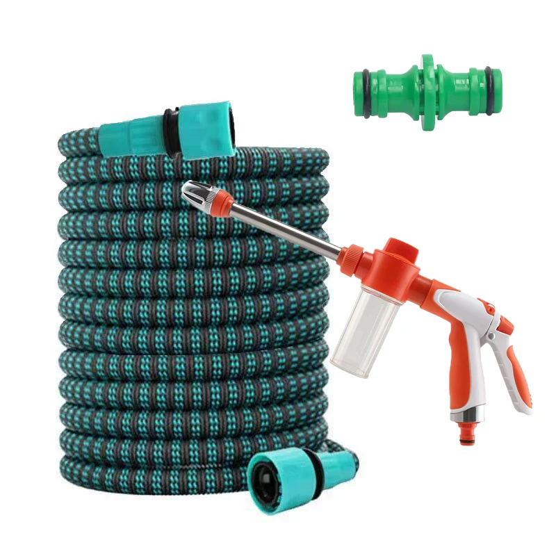 Expandable Garden Hose with Foam Spray Gun, 25ft/50ft/75ft/100ft High Pressure Car Wash Kit with Adapter