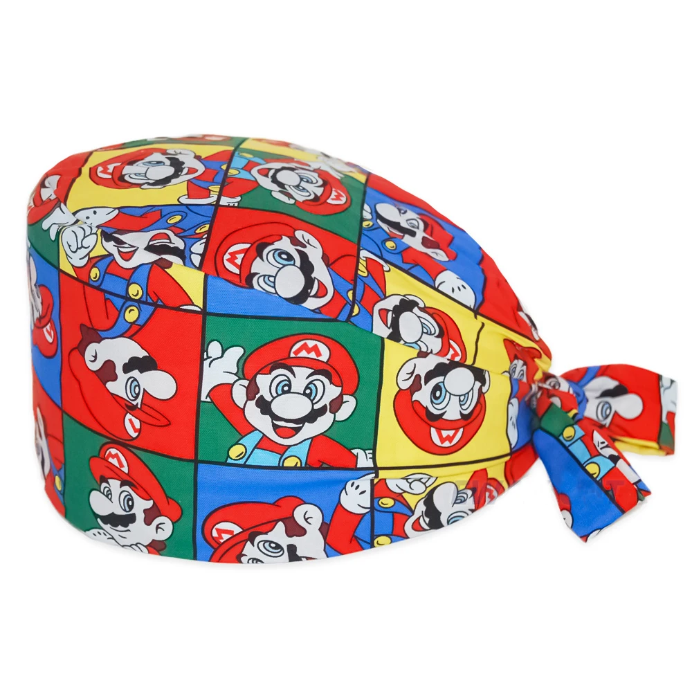 Czapka chirurgiczna unisex z nadrukiem damska chemioterapia stomatologia jamy ustnej bawełniana lekarz pielęgniarka czapka sala operacyjna kapelusz mężczyźni pyłoszczelna czapka robocza