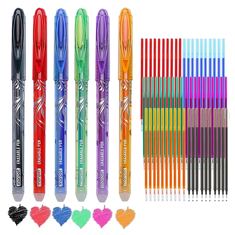 

36 шт./компл., набор разноцветных стираемых гелевых ручек 0,5 мм, волшебные стержни, моющаяся ручка, школьные канцелярские принадлежности для письма