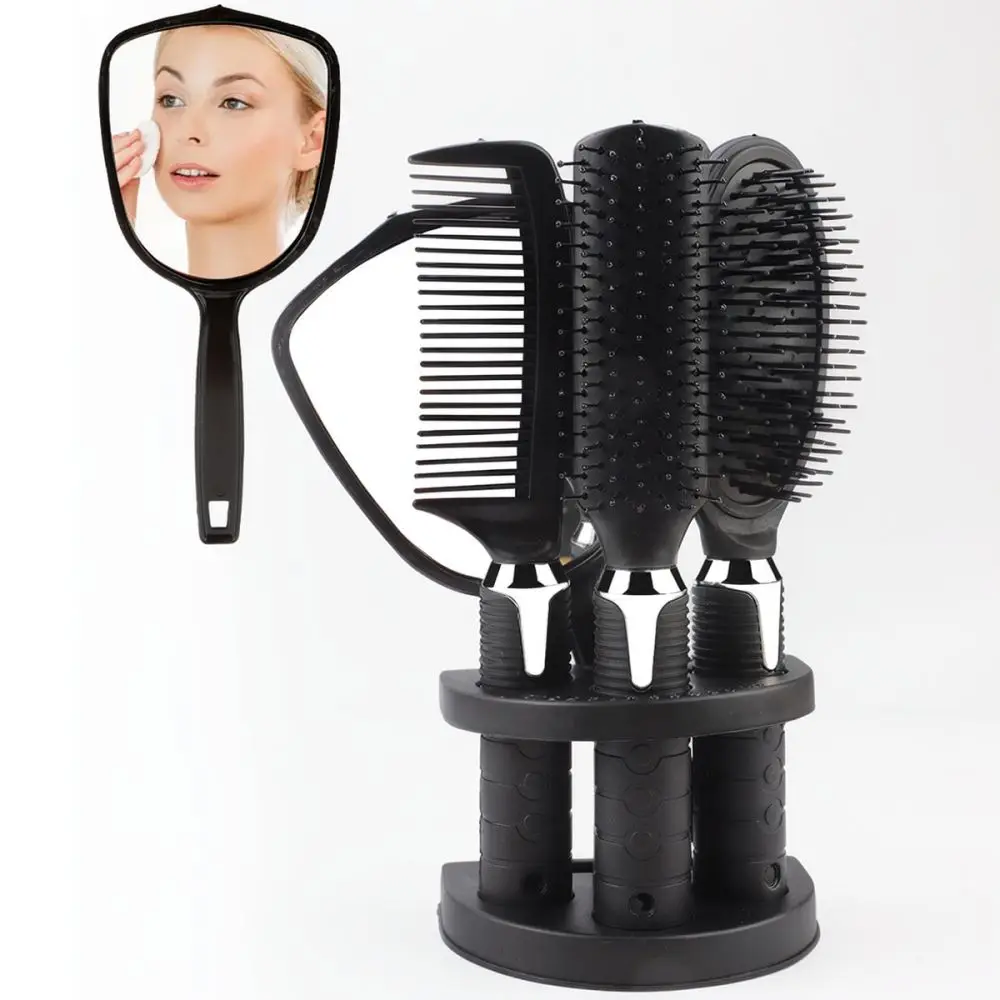 Premium Hair Care Comb Set With Mirror Professional Styling Tools For Daily Grooming Anti Tangle Hairbrushes Desktop Kit