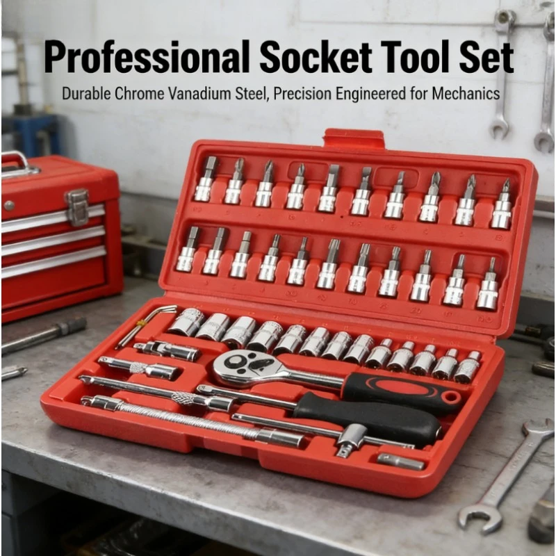 Auto Repair Socket Set 46pcs Professional Ratchet Wrench Pawl Spanner Screwdriver Tool Kit for Metalworking