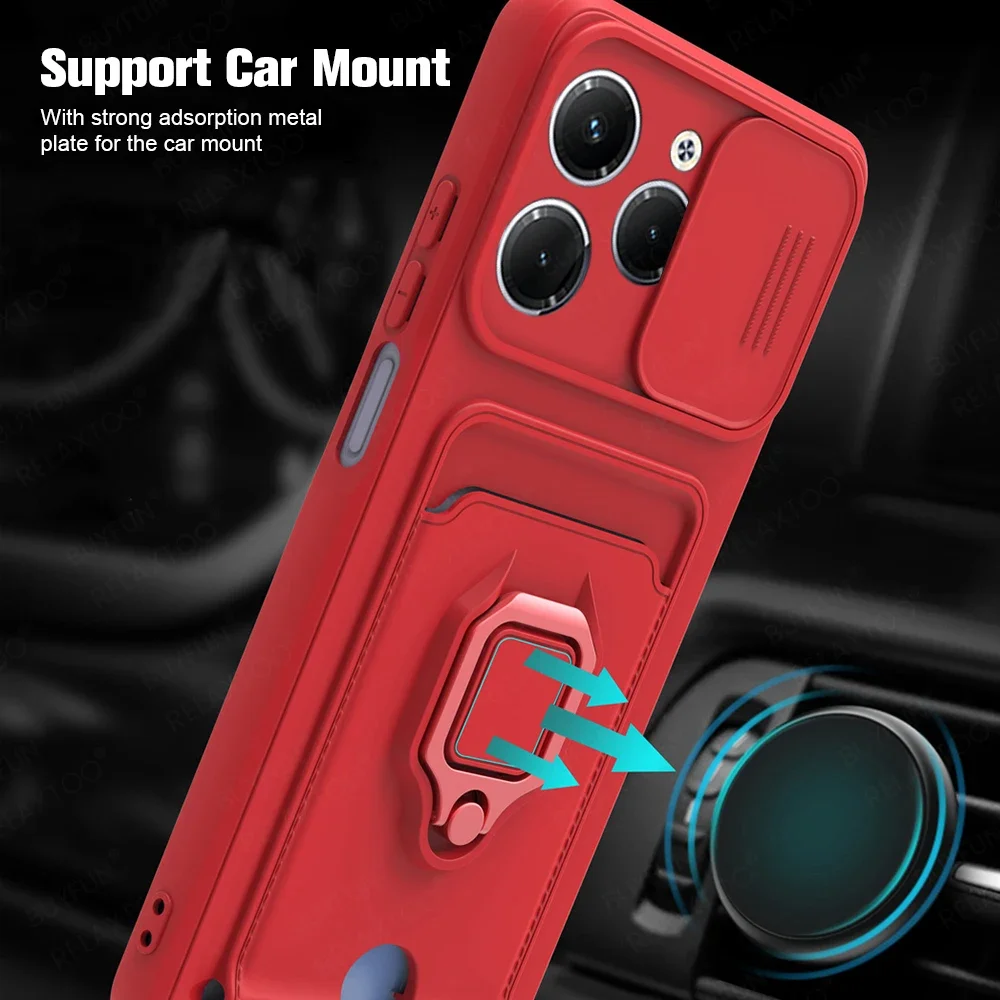 Multifunctional Phone Case For Infinix Hot 40 Pro 4G 40pro 40i with Ring Stand Hot40 Hot40pro Hot40i Push Window Card Slot Cover