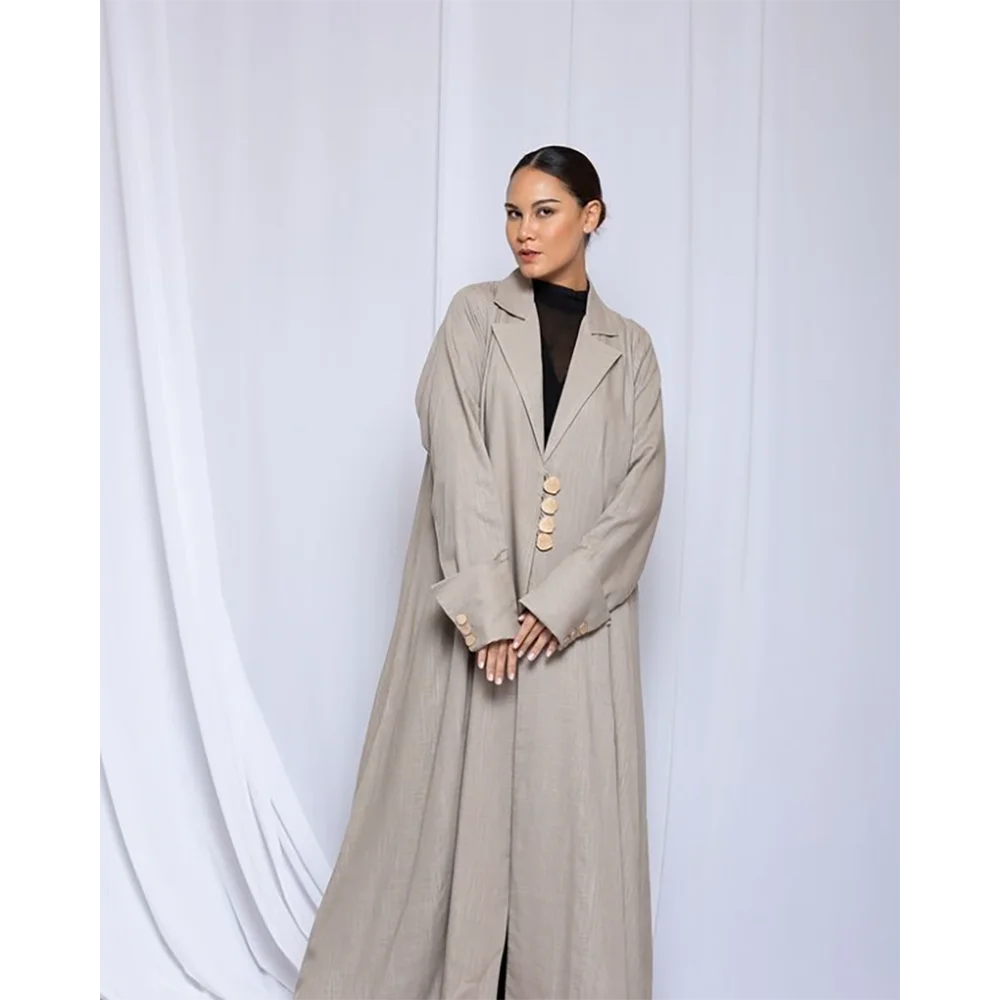 Light Beige Single Breasted Women's Blazer One Piece Loose Casual Daily Female Jacket Saudi Arabian robe