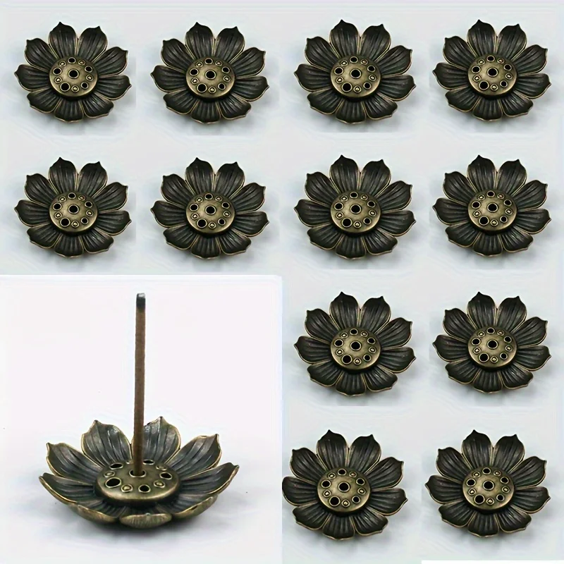 30pcs-Mini Incense Holder Alloy Lotus Incense Holder Lotus ;Porous Thread Incense Holder Home Buddhist Zen
