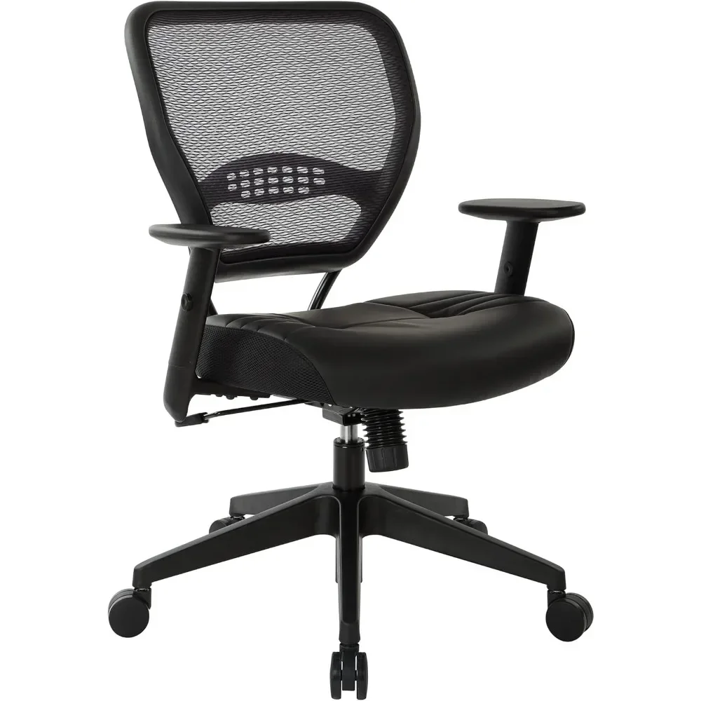 Dark Back and Padded Black Eco Leather Seat, 2-to-1 Synchro Tilt Control, Adjustable Arms and Tilt Tension