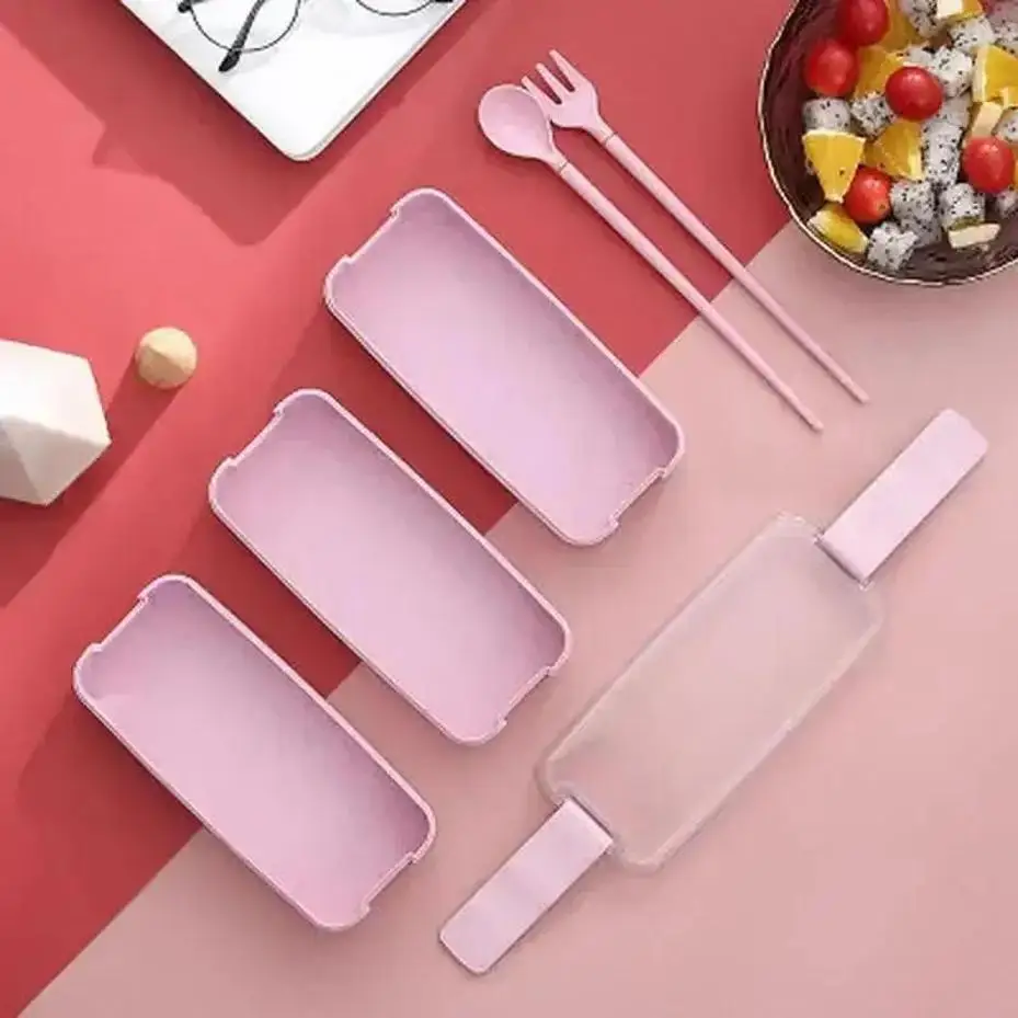 Nordicstyle Hygienic Lunch Box 3-layer Wheat Straw Bento Box Microwave Oven Tableware Food Storage Container Self-contained Food