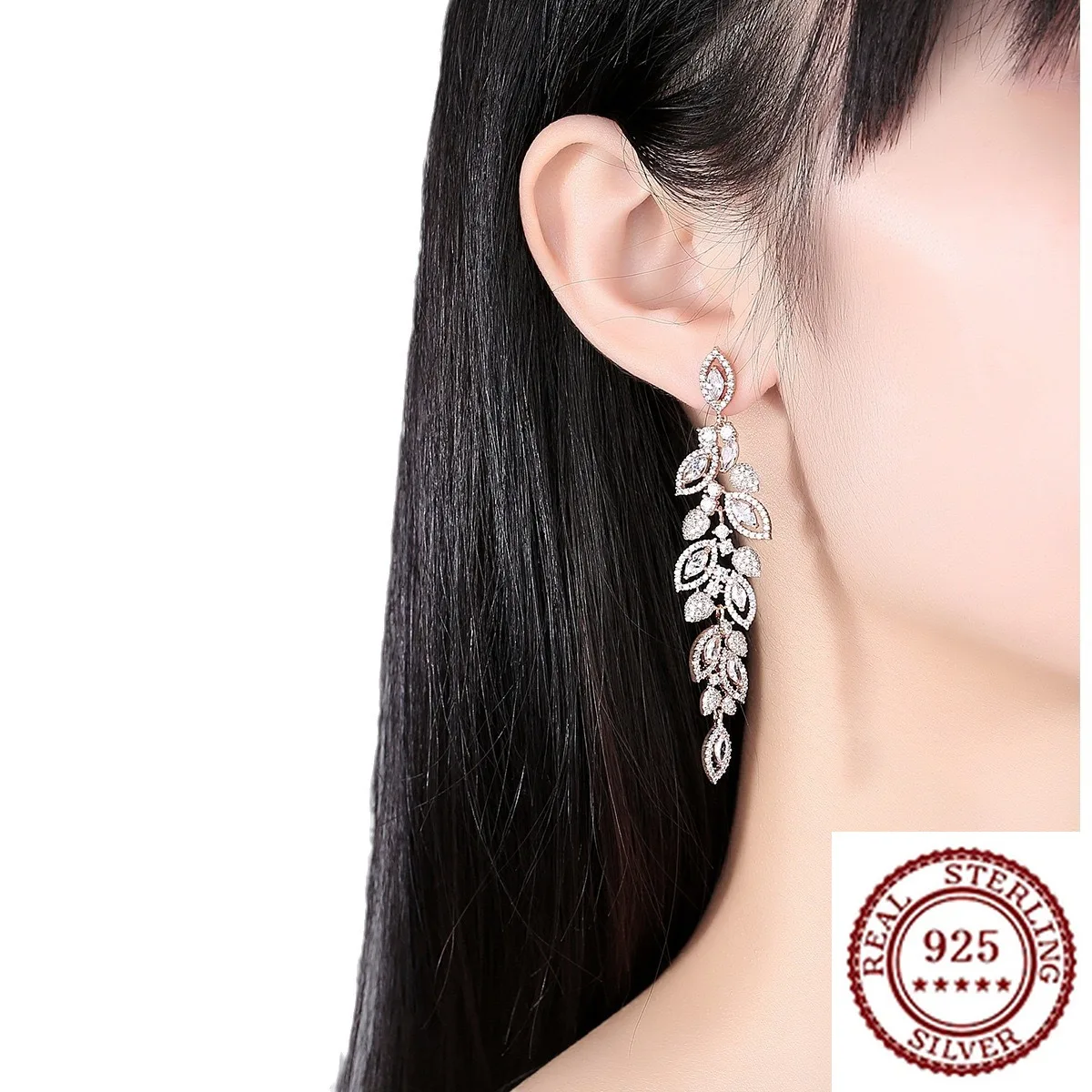 

2025 New Trend 925 Sterling Silver Classic Temperament, Grand Fashion, Classic Women's Zircon Inlaid Exquisite Princess Earrings