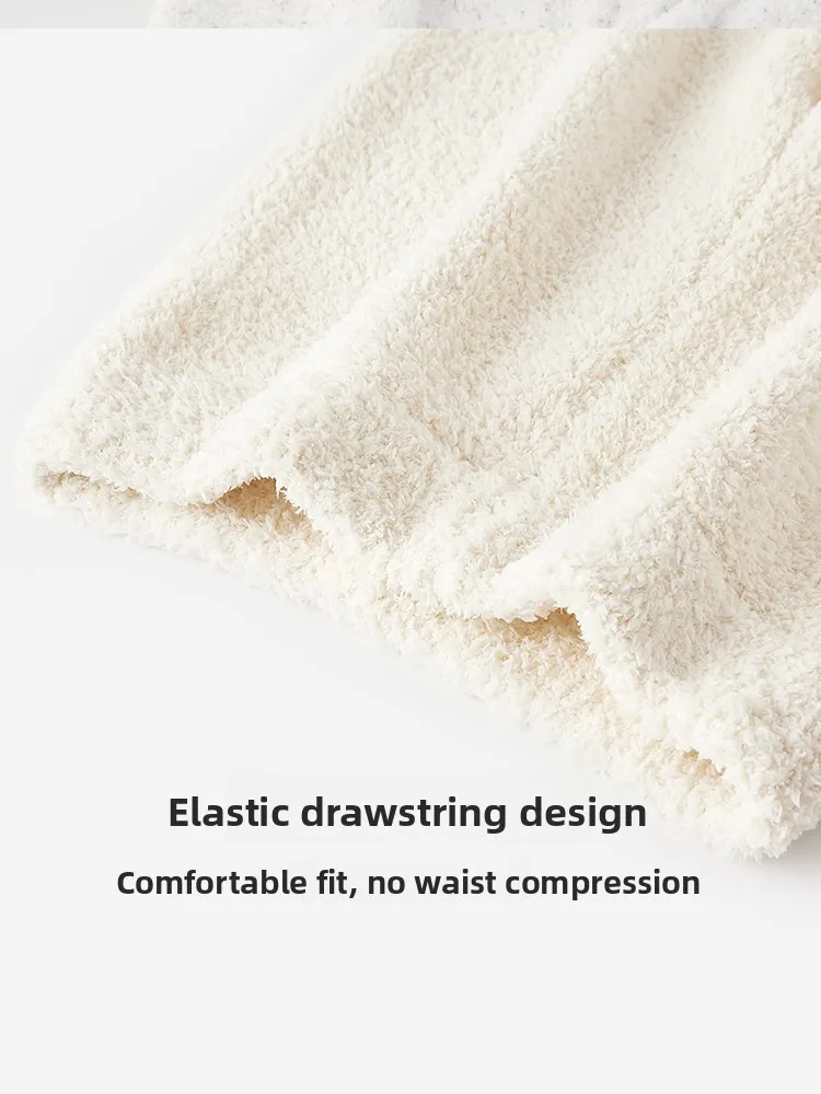 Damen Coral Fce Pyjamas Thiened f Velvet Cozy Winter Spwear Round Ne Long Sve Lange Hosen für Herbst Winter