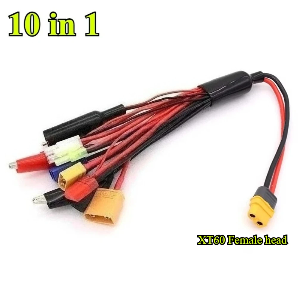 

10 in 1 RC Lipo Battery Multi Charger Adapter Lead Cable 4.0mm Banana Plug to JST/T Plug/XT60/XT90/EC5/JR Futaba for RC Toy