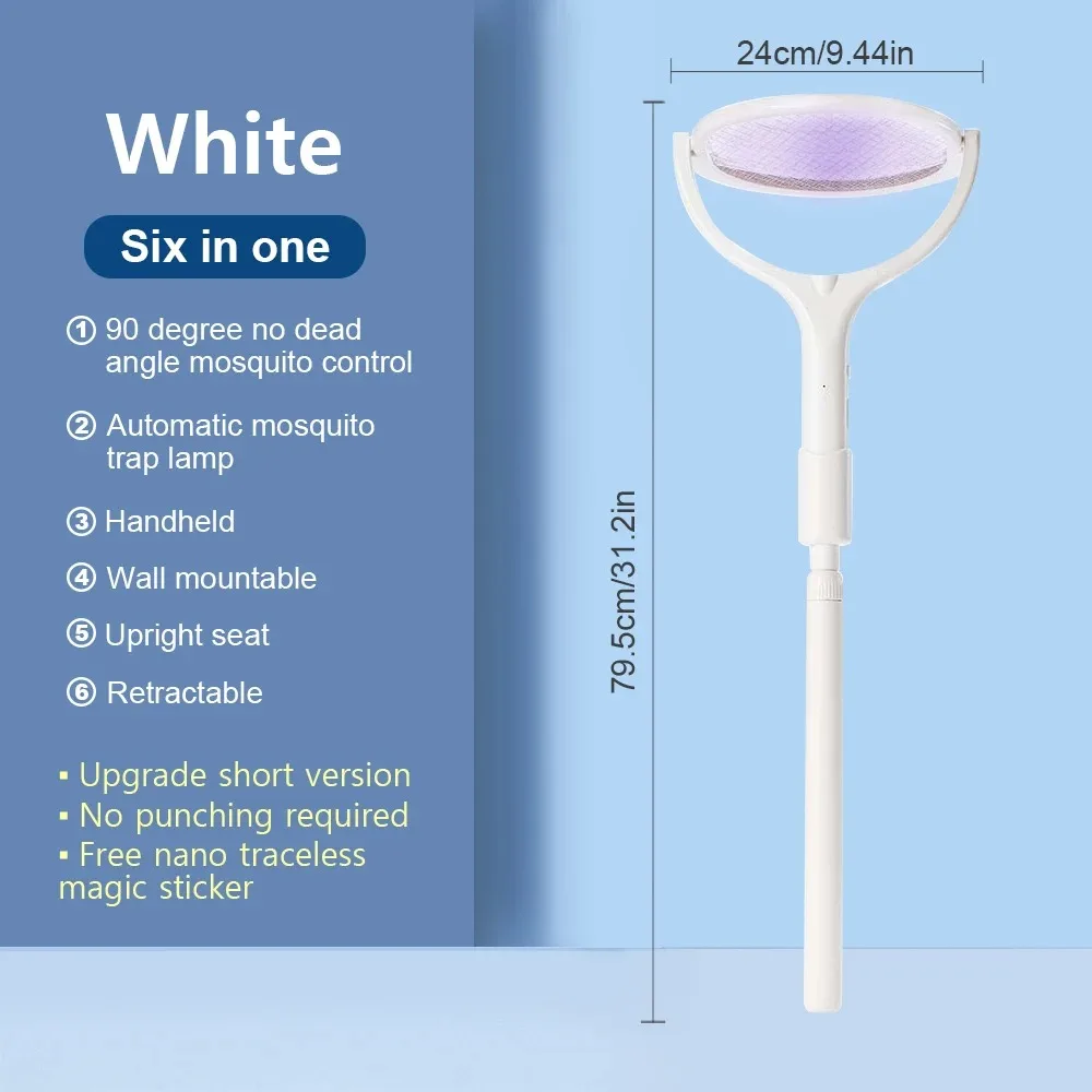 6 in1 Mosquito Killer Lamp Multicunctional Angle Adjustable Bug Zapper Electric USB Rechargeable Mosquito Fly Bat Swatter