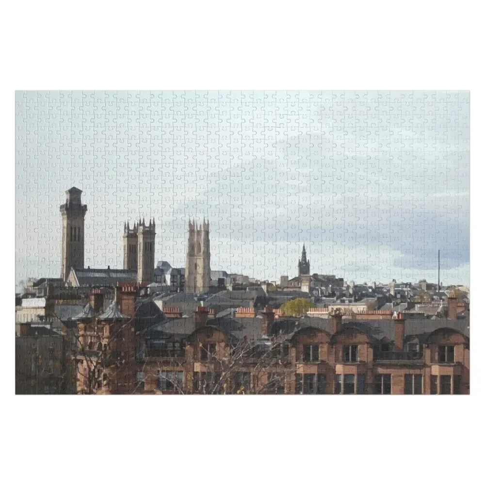 

West End Skyline' Urban Glasgow Vectorized Photographic Image Jigsaw Puzzle Custom Name Child Toy Personalized Puzzle