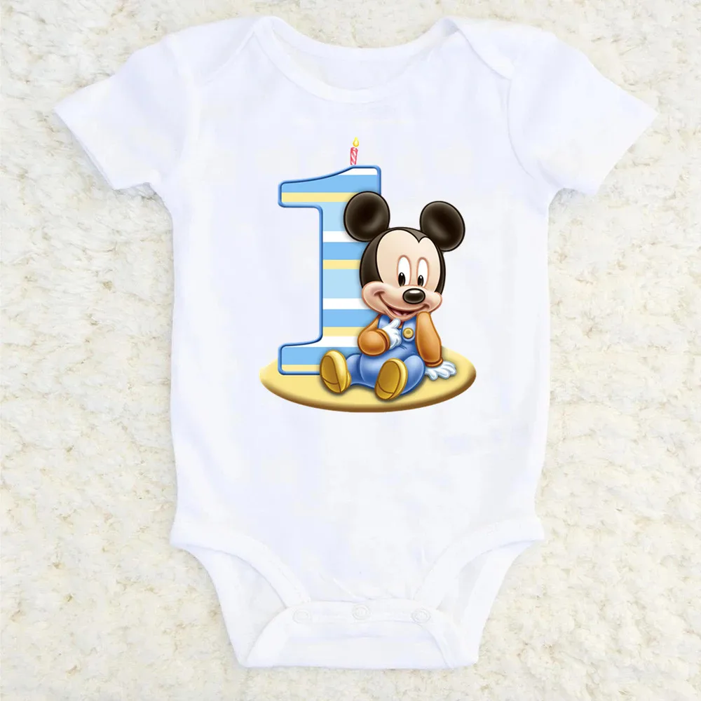 It\'s My 1st Birthday minnie Baby Short-sleeved First Birthday Party Clothes 100% Cotton Baby Boys Girls Outfits Shower Gift