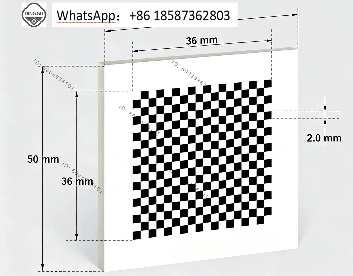 Chessboard vision calibration board 18X18 array camera machine vision calibration glass reticle