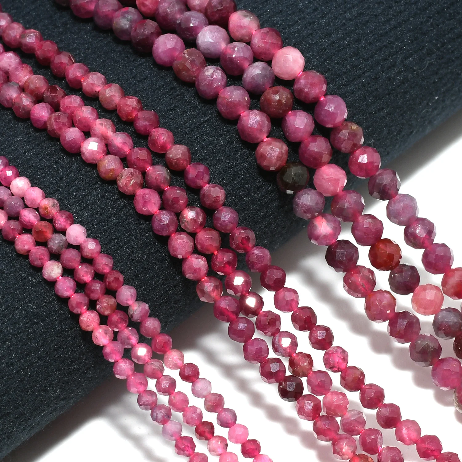 Natural Rubellite Tourmaline Faceted Round Beads 2.5mm/3mm/4mm