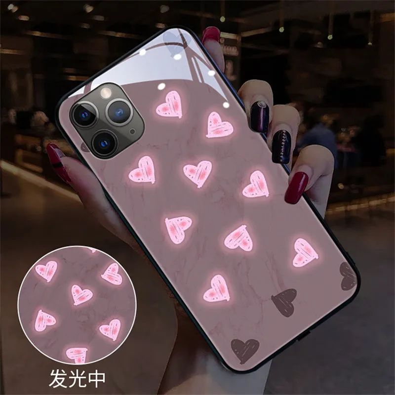 Tempred Glass Call Light Case For iPhone 14 Plus 13 Mini 11 12 15 Pro Max Case Flash LED Cover For iPhone 6 7 8 Plus X Xr Xs Max