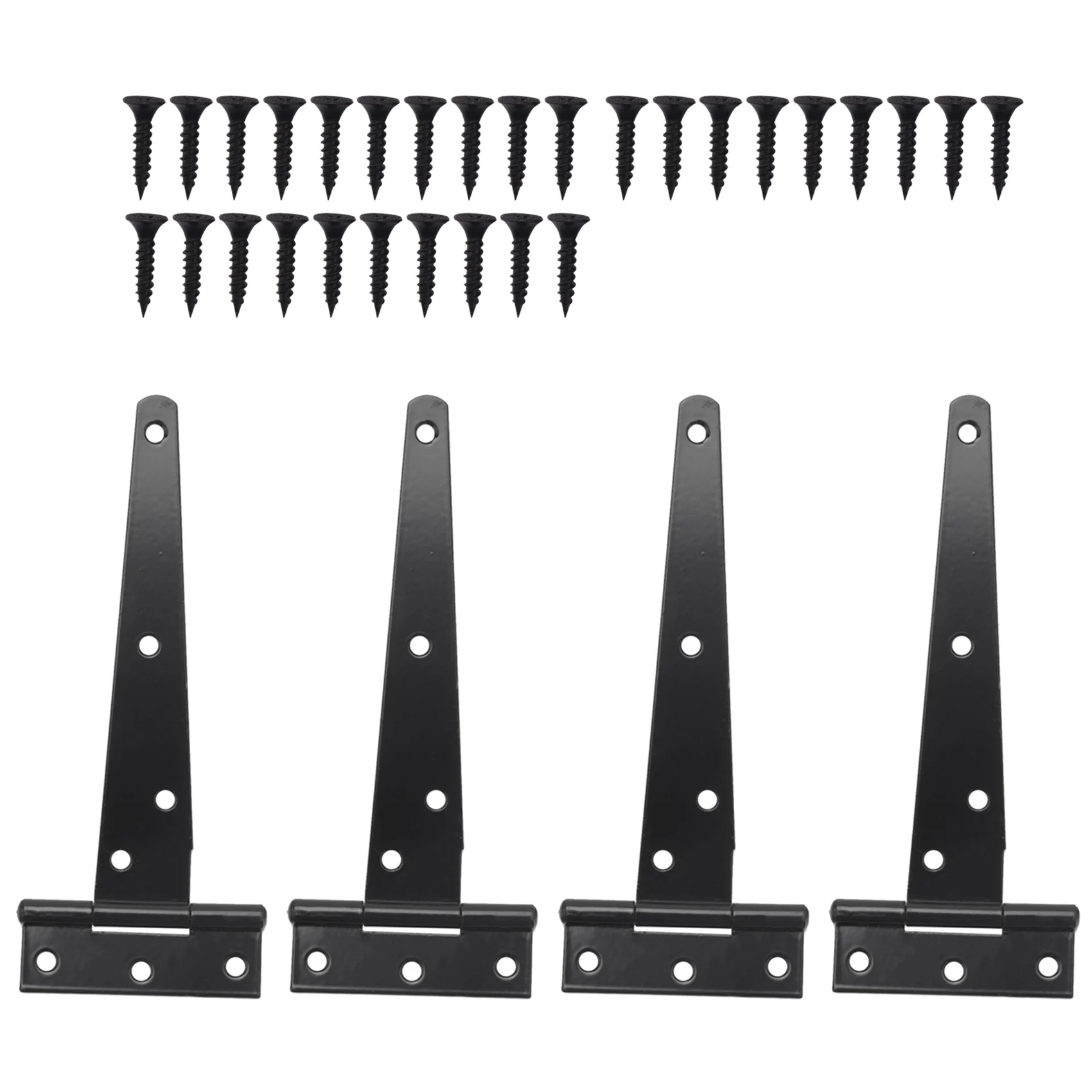 AMSC 4 PCS 6 인치 헤비 듀티 도어 경첩 T-스트랩 티 창고 경첩 게이트 경첩 나무 게이트 경첩 (검은색)