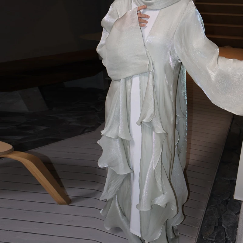

2026 Women's Casual Long Sleeve Loose Long Coats Fall Elegant Scarf Solid Party Jacket Spring Sexy V-neck Muslim Stain Cardigans