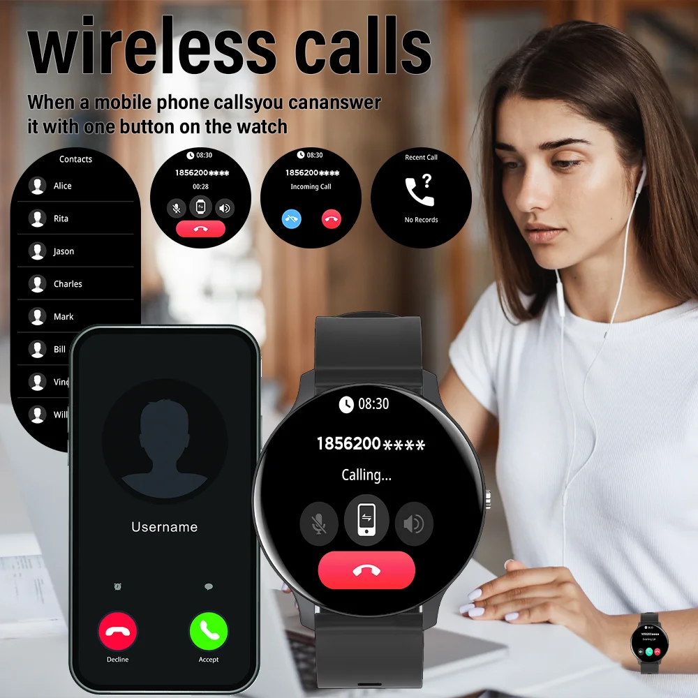 LAXAFIT 2025 スマートウォッチ男性女性フルタッチスクリーンスポーツフィットネスウォッチ IP68 防水 Bluetooth スマートウォッチ Android IOS