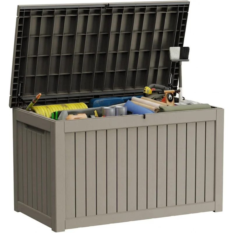 

2026 New：280 Gallon Outdoor Storage Deck Box Waterproof Resin Lockable Outside Porch Patio Furniture Pool Float Garden Too