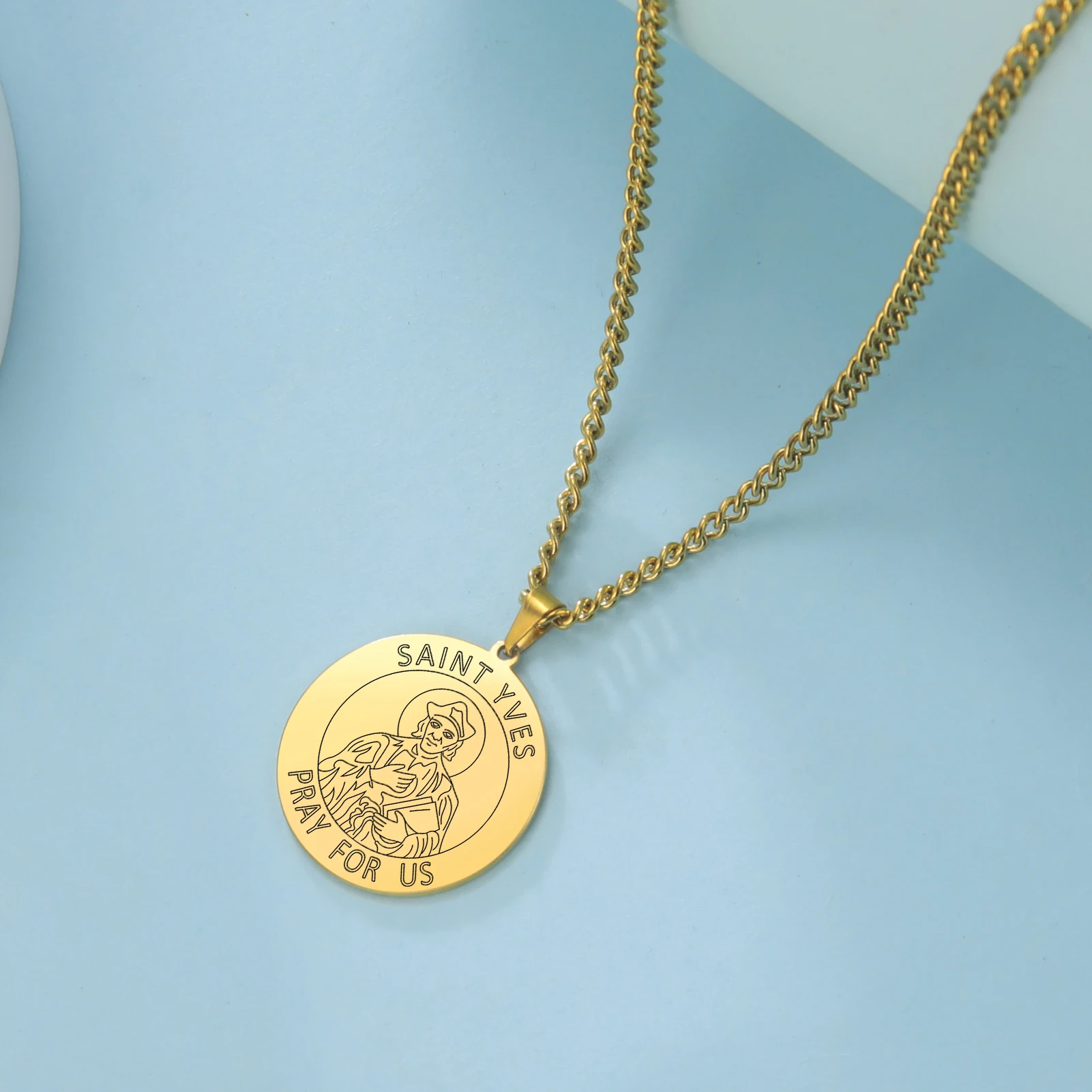 Dawapara Saint Christopher Medaille Halskette Jesus Truet In Sie Amulett Katholischen Schmuck Reisende Fahrer Geschenke Edelstahl – Detail 23
