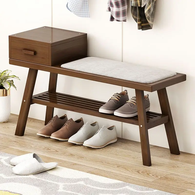 Living Room Sofa Shoe Changing Stool Bamboo HouseholdSofa Hallway Porch Shoe Cabinet Apartment Home Furniture Bench Storage Rack