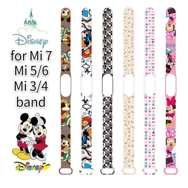 

Disney Mickey Minnie Xiaomi Strap for Mi Band 7/6/5/4/3/NFC Wristband Cartoon Character Donald Duck Print Watch Replacement Band