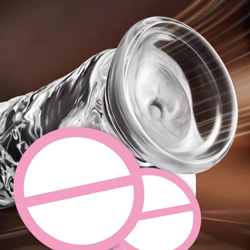 Egg Free Dildo+metal Anal Plug Set Crystal Transparent Simulation Penis Female Manual Masturbator Sex Toy Suction Cup Fake Penis view 5