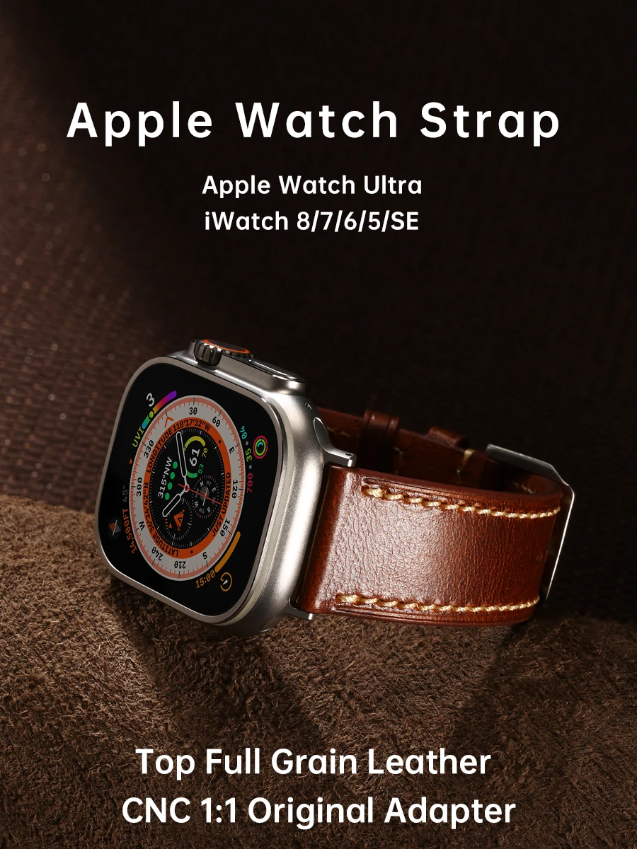 Maikes Luxury Leather Strap For Apple Watch Ultra 49mm 45mm 44mm 41mm 40mm Apple Watch Band Accessories Bracelet Watchbands