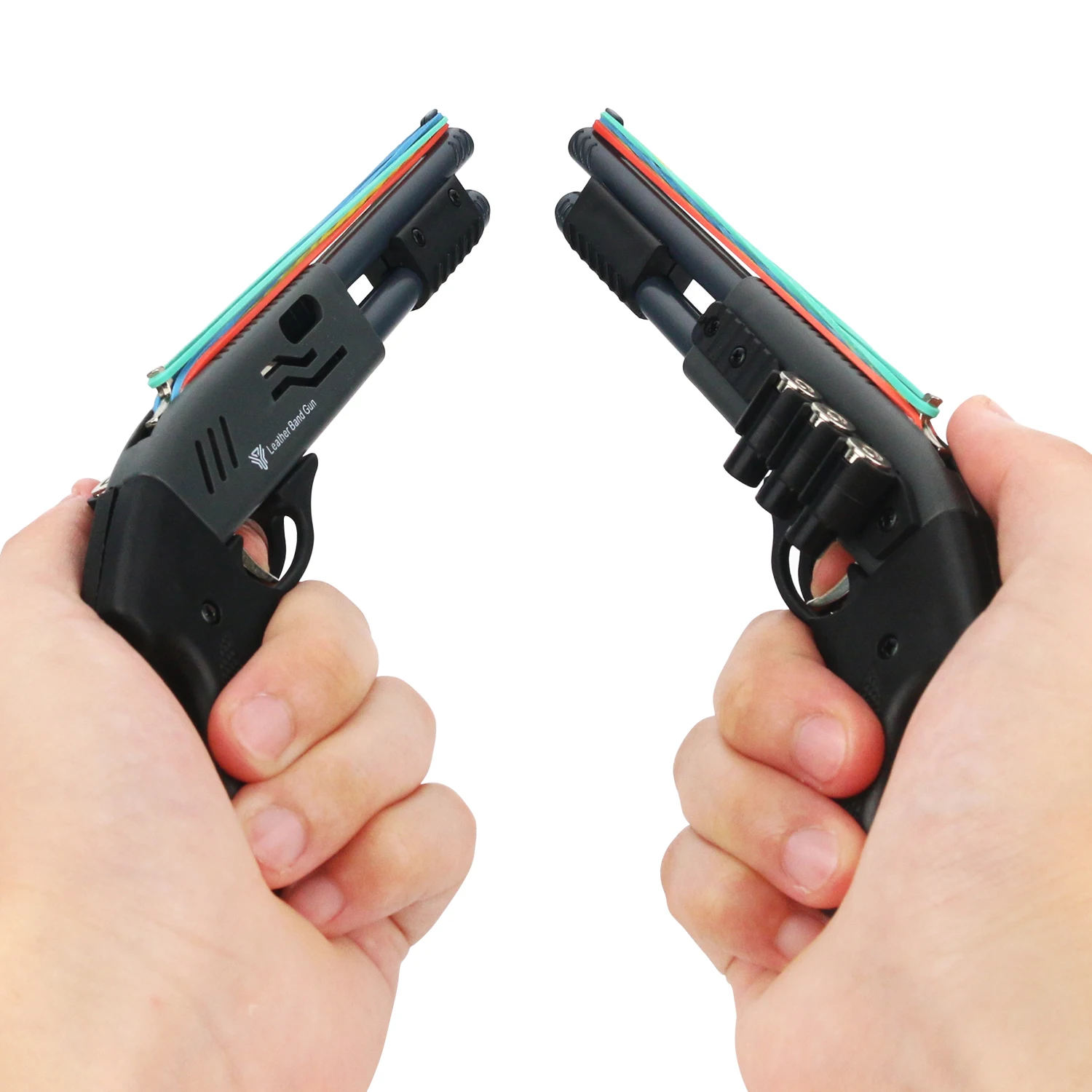 Pistola creativa de banda de goma de aleación continua, mini pistola de metal, modelo de arma de juguete para niño (equipado con 30 bandas de goma)
